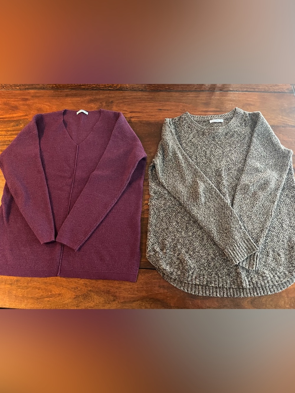 Women’s V-Neck Sweater in Deep Plum, brown sweater
